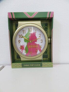 (#131) Wicked Movie Glinda & Elphaba Gold Table Top Clock Wicked Witch